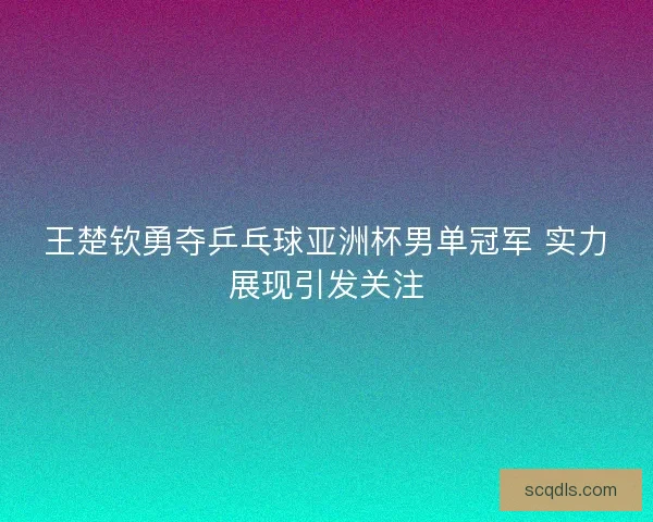 王楚钦勇夺乒乓球亚洲杯男单冠军 实力展现引发关注 王楚钦勇夺乒乓球亚洲杯男单冠军 实力展现引发关注