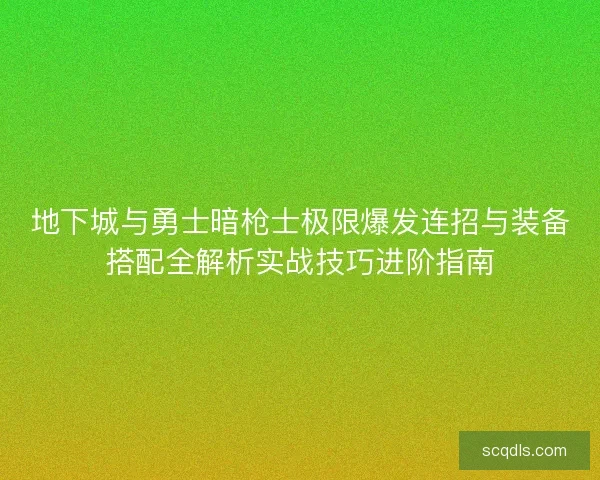 地下城与勇士暗枪士极限爆发连招与装备搭配全解析实战技巧进阶指南