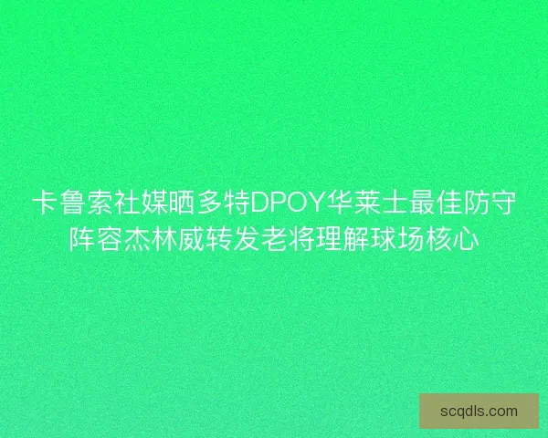 卡鲁索社媒晒多特DPOY华莱士最佳防守阵容杰林威转发老将理解球场核心 卡鲁索社媒晒多特DPOY华莱士最佳防守阵容杰林威转发老将理解球场核心